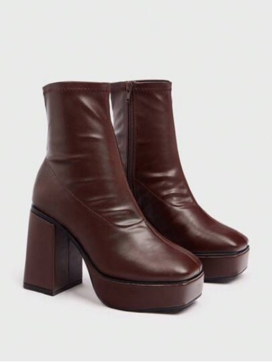Sugerpunk Shoes - NWOT Brown Platform Block Heel Ankle Boots